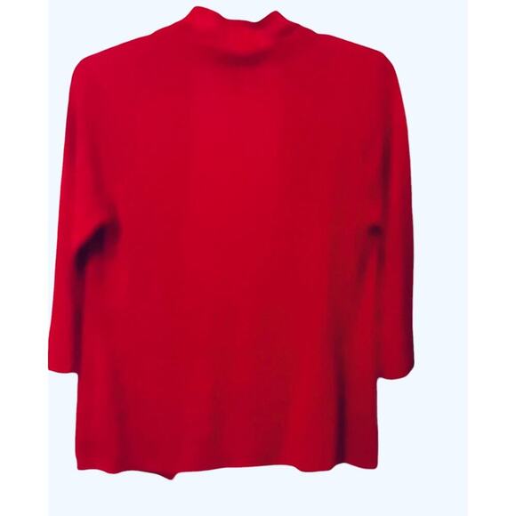 NOTATIONS LONG SLEEVE, OPEN FRONT, ACRYLIC SWEATER, WOMENS, M, RED, NO BUTTONS - Picture 4 of 11
